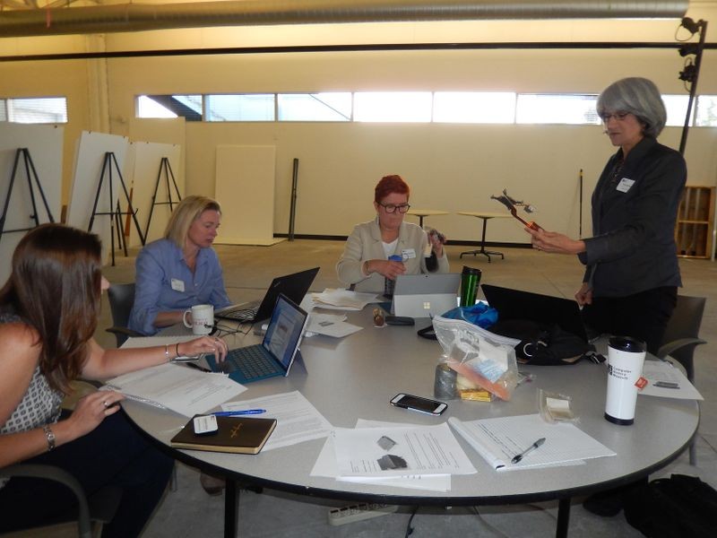 Interpretive Planner Emily Routman leads a development workshop with VP of Collections and Exhibitions Kirsten Tashev and Education’s Katharina McAllister and Stephanie Corrigan about “Discovery Drawers,” an upcoming artifact-focused activity to be featured in the Museum’s Education Center.