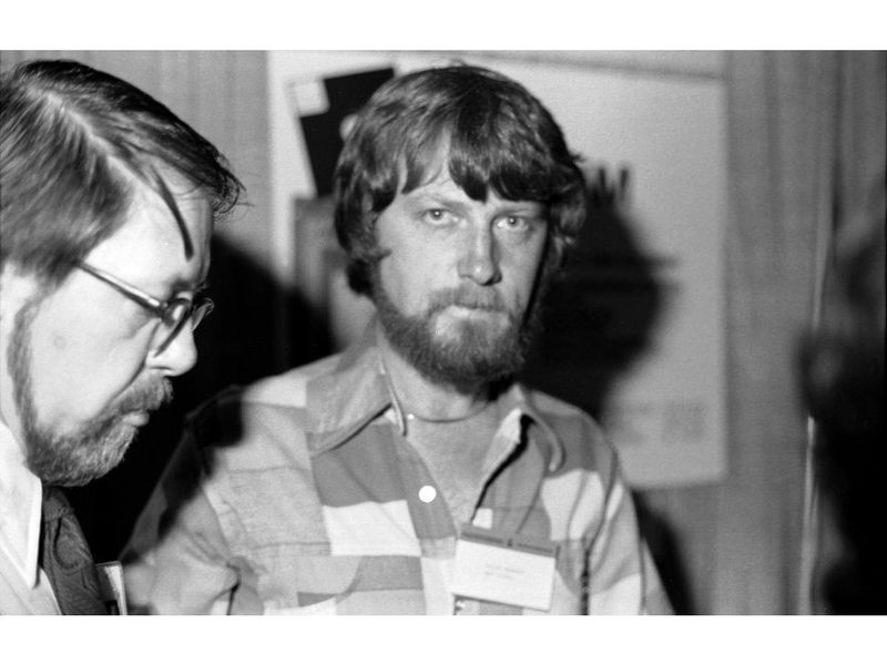 Gary Kildall at the first West Coast Computer Faire in the San Francisco Civic Auditorium in 1977. [CHM Object ID: 500004174 © Tom Munnecke/Hulton Archive/Getty Images]