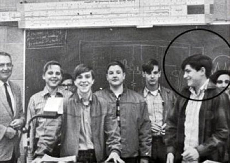 Steve Jobs (circled) at Homestead High School Electronics Club, Cupertino, California
ca. 1969